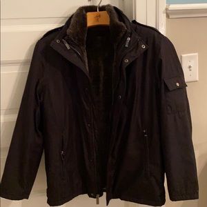 Water resistant fur lined removable liner jacket